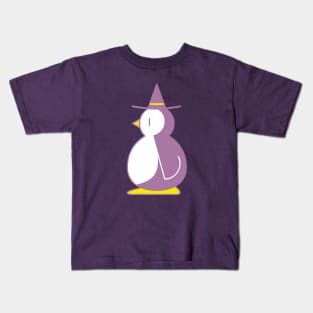 Cute Witch Penguin Halloween Vector Illustration Kids T-Shirt